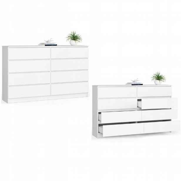 Komoda skříňka K160 8 zásuvek bílá Akd