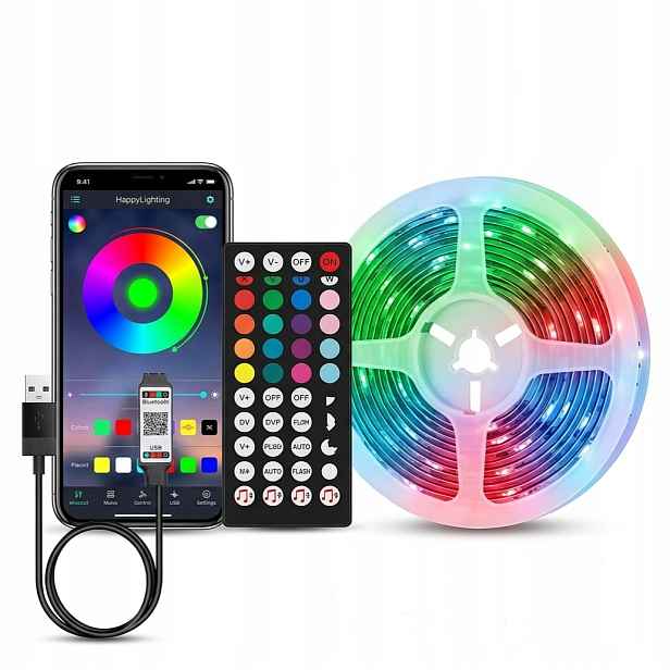 Rgb Led Pásek 15 m Bluetooth Aplikace Dálkový Ovladač