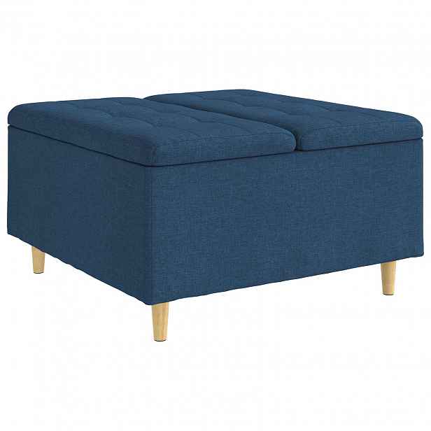 vidaXL Ottoman s úložným prostorem Modrá 80 x 80 x 45 cm textil