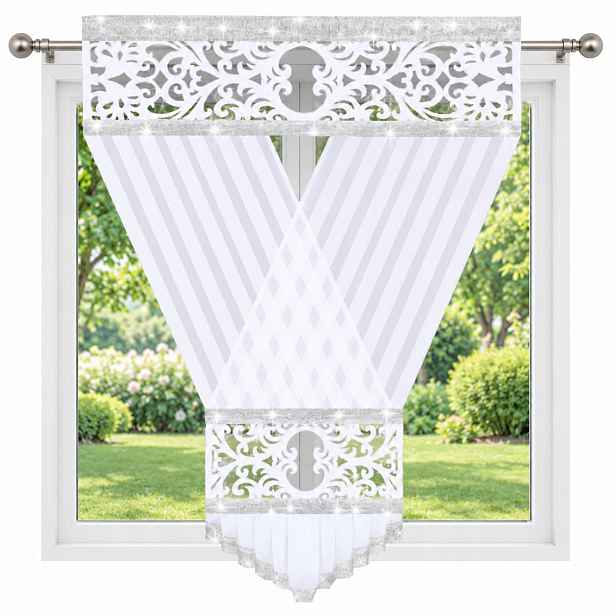 Hotová záclona Ažur 160x120 Panel s цирконами plst do obýváku záclony glamour