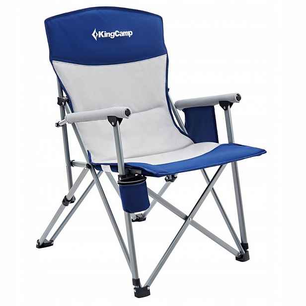 King Camp Kempingové skládací křeslo Comfort Hard s opěrkami modré