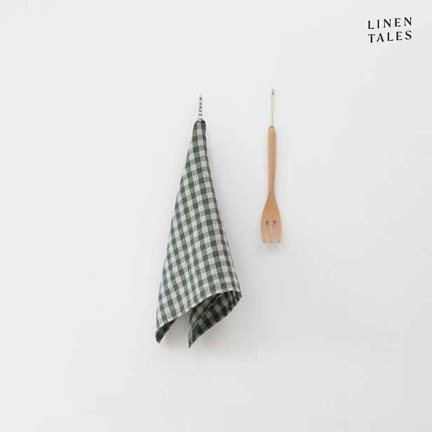 Lněná utěrka 45x65 cm Forest Green Gingham – Linen Tales