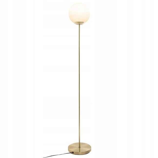 Stojací lampa s kulatým stínítkem, kov, zlato, 134 cm
