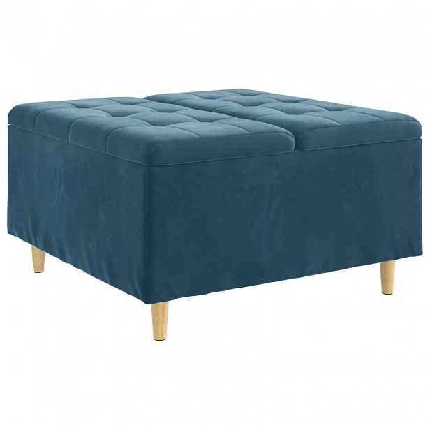 vidaXL Ottoman s úložným prostorem Modrá 80 x 80 x 45 cm samet