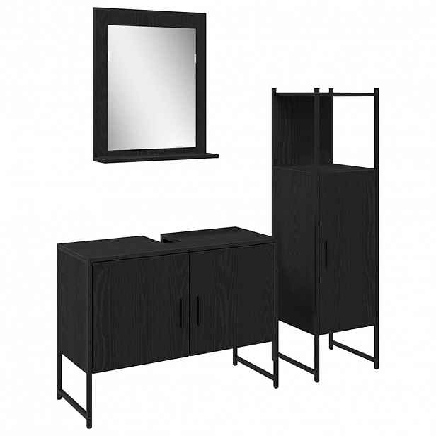 vidaXL Sada koupelnového nábytku 3 ks Černá 33 x 33 x 113,5 cm
