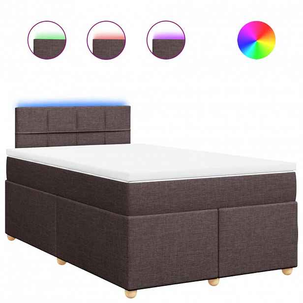 vidaXL Box spring postel s matrací tmavě hnědá 120x200 cm textil