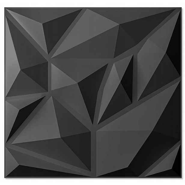 Art3d 100 kusů 3D nástěnných panelů diamond 30x30cm interiér černá R21