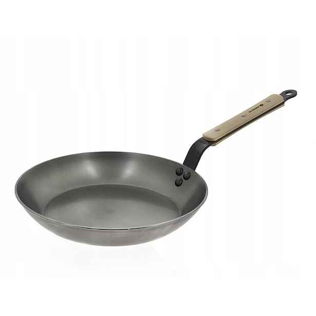 Pánev de Buyer Mineral B Bois 28 cm ocel, uhlíková dřevěná rukojeť