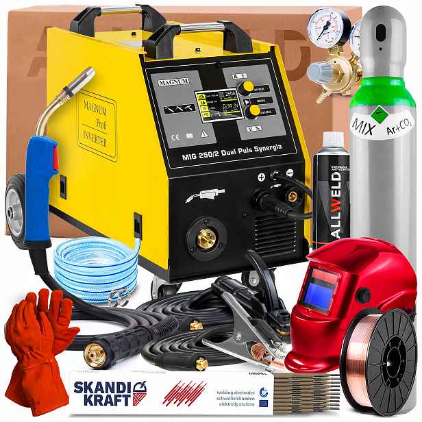 Svařovací Stroj Magnum Mig 250/2 Dual Puls Synergie 230V 400V Tig DC Lift Mma Igbt