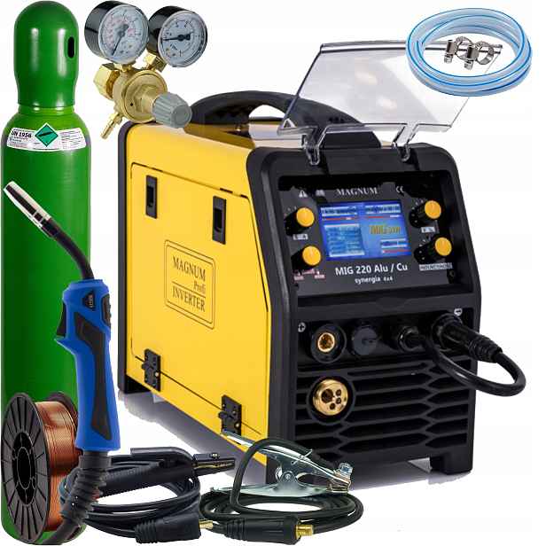 Svařovací stroj Mig/mag 220 Alu/Cu Synergia 4x4 LCD Igbt Tig Mma Pájení zes4