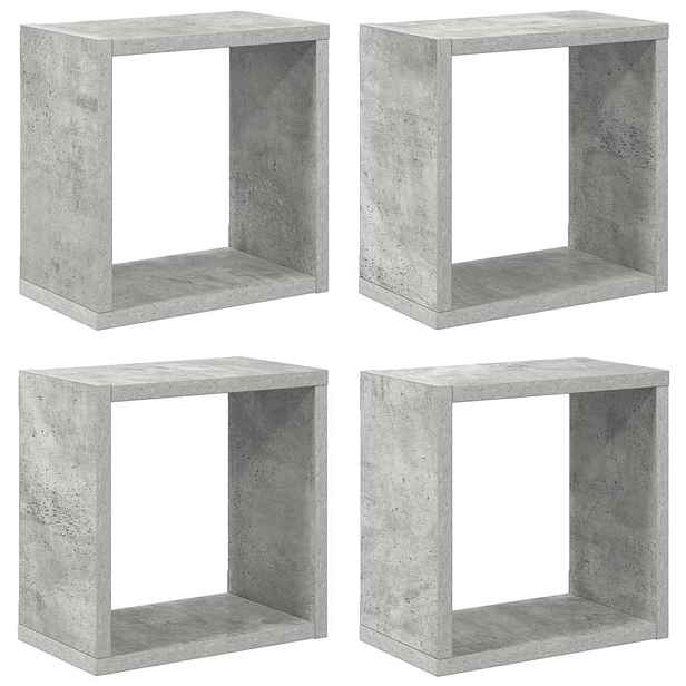 vidaXL Nástěnné krychlové police 4 ks betonově šedé 26 x 15 x 26 cm