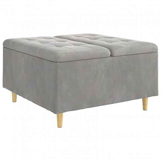 vidaXL Ottoman s úložným prostorem Světle šedá 80 x 80 x 45 cm samet