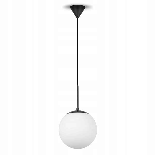 Závěsná lampa Kula černá Skleněný bílý lustr do pokoje Premium glamour