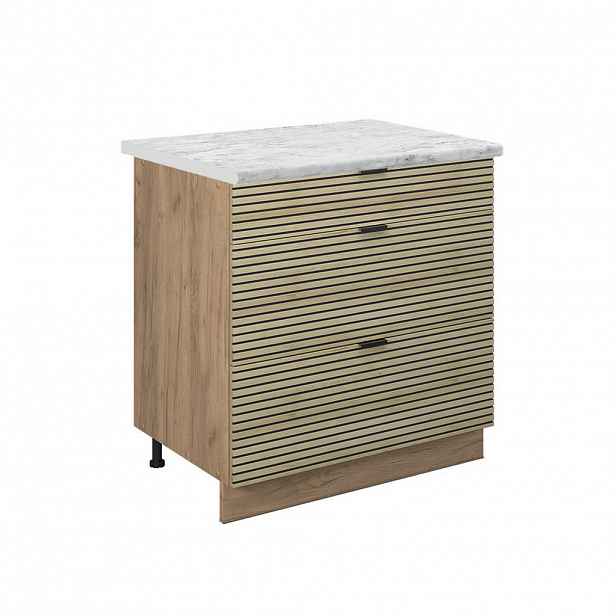 Vicco SPODNÍ SKŘÍŇKA KUCHYŇSKÉ LINKY Fame-Line Dubový panel 80 cm se 3 zásuvkami, PD Mramor