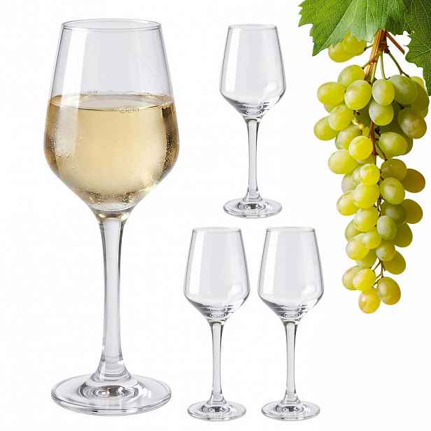 Relaxdays SKLENICE na víno transparentní 4dílná-sada sklo do myčky 360 ml