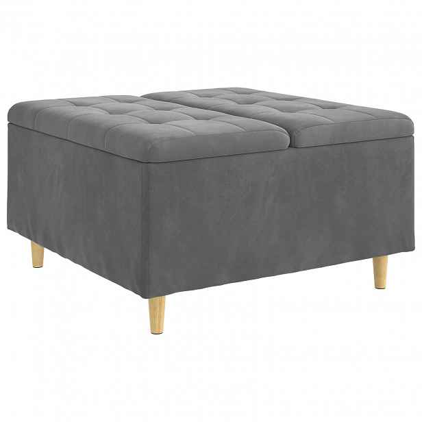 vidaXL Ottoman s úložným prostorem Tmavě šedá 80 x 80 x 45 cm samet