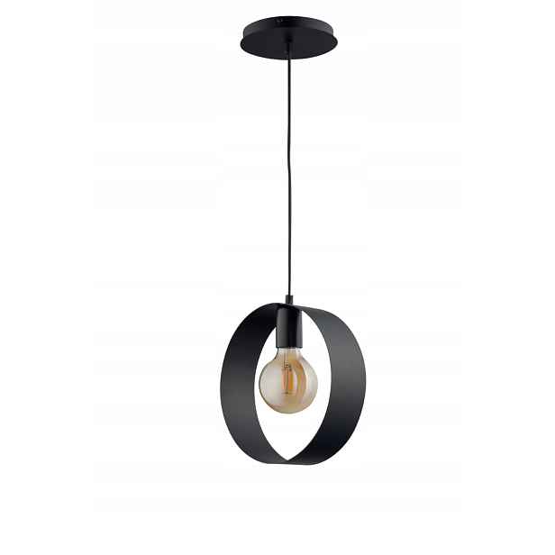 Závěsná lampa černá, moderní obruč Happy 1xE27 15W Sigma Lighting