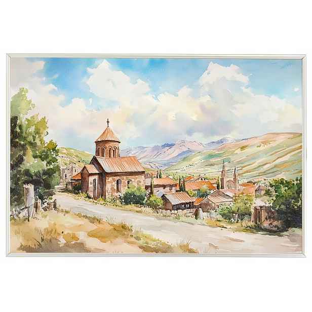 Plakát Rámeček Hliník Malebná Vesnička Klášter Hory Léto 60x40