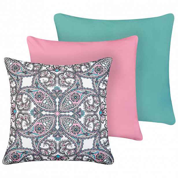 Beliani ZAHRADNÍ polštář sada 3 ks Purpurový 45/45 cm Tide
