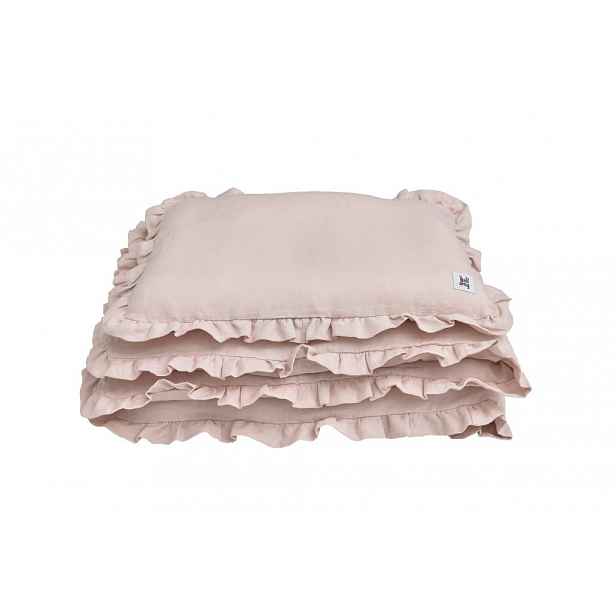 Bellamy Lněné povlečení do postýlky DUSTY PINK, vel. M