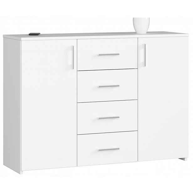 Komoda skříňka K45 110 cm 4 zásuvky bílá Akd