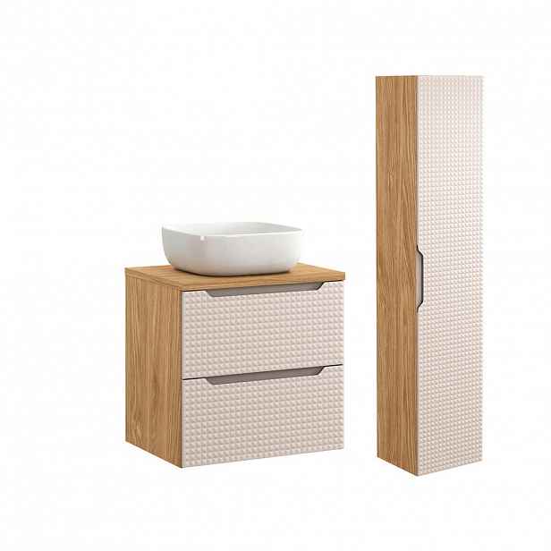 Petits-meubles KOUPELNOVÝ NÁBYTEK 60cm Mallory 2er-Set Béžová a dřevo