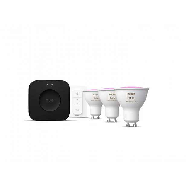 Philips Hue - Chytrá sada se 3 žárovkami, můstkem Bridge Pro a ovladačem 929003666513