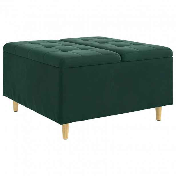 vidaXL Ottoman s úložným prostorem Tmavě zelená 80 x 80 x 45 cm samet