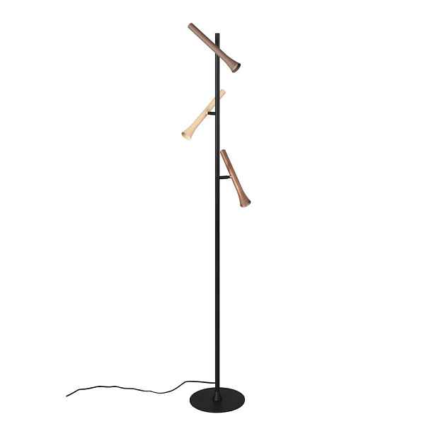Černá LED stojací lampa s kovovým stínidlem (výška 150 cm) Fiato – Trio