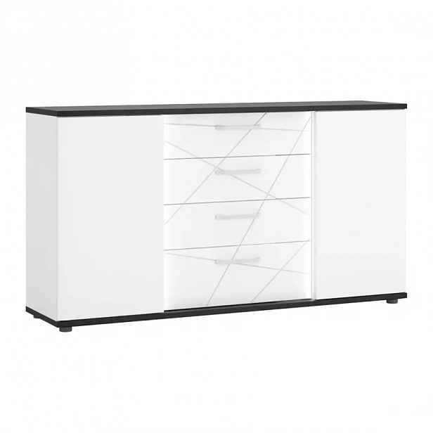 Komoda Venezia VENK01 2D4S bílý alpský/dub vicenza černá/mdf bílý L