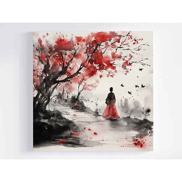 Obraz Na Plátně Canvas Krajina Japonsko Asie Žena Dřevo Procházka 50x50