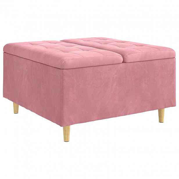 vidaXL Ottoman s úložným prostorem Růžová 80 x 80 x 45 cm samet