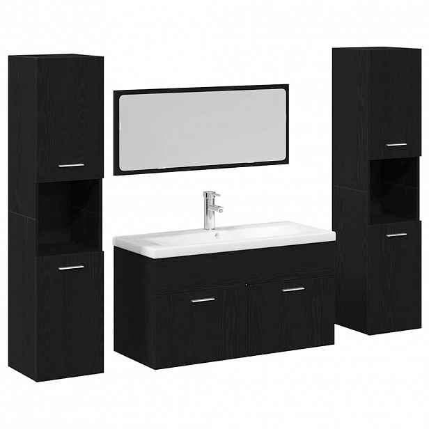 vidaXL Sada koupelnového nábytku 4 ks Černý dub 30 x 30 x 130 cm