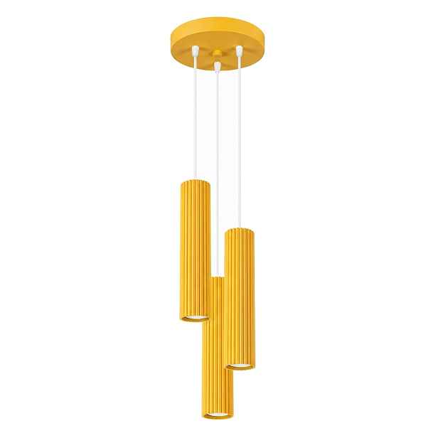 Závěsná lampa Karbon 3P žlutá Závěsné osvětlení žluté tuby trojité Sollux