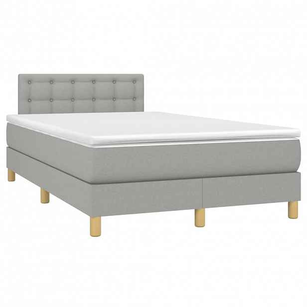 vidaXL Box spring postel s matrací světle šedá 120x190 cm textil