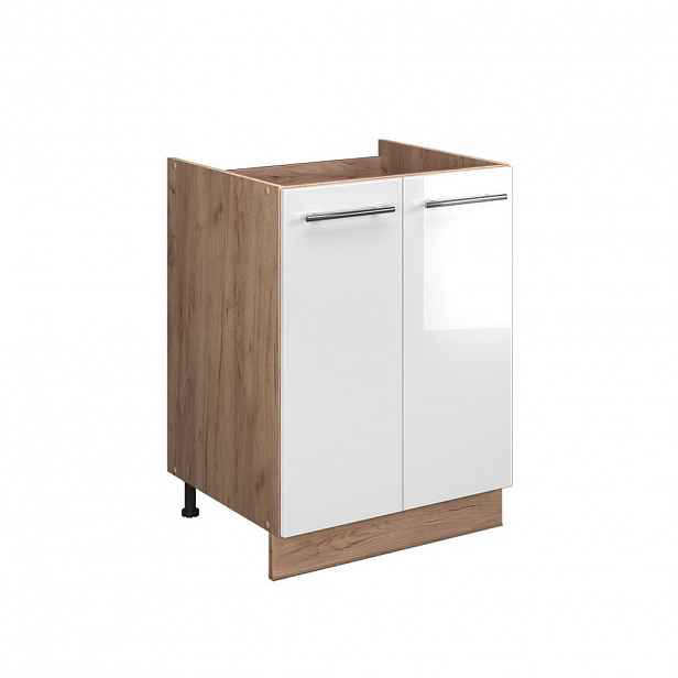 Vicco SKŘÍŇKA POD DŘEZ Fame-Line, Bílá vysoký lesk/Zlatý mocný dub, 60 cm