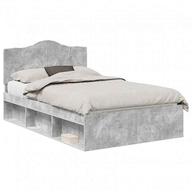 vidaXL Rám postele Betonově šedá 120 x 190 cm Masivní borové dřevo
