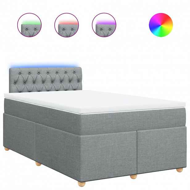 vidaXL Box spring postel s matrací světle šedá 120 x 200 cm textil