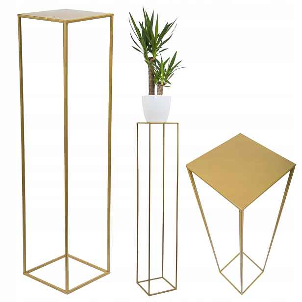 Držák Na Květináč Na Květiny Stojan Kovový Stojící Loft Rostliny 130 CM Velký Zlatý