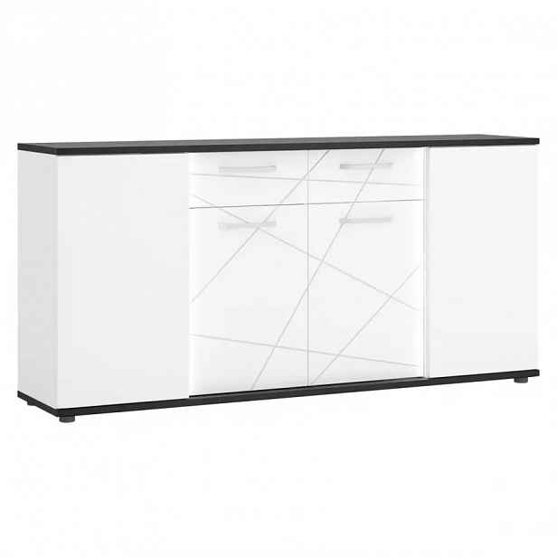 Komoda Venezia VENK02 4D2S bílý alpský/dub vicenza černá/mdf bílý L