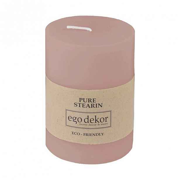 Pudrově růžová svíčka Baltic Candles Eco, výška 10 cm