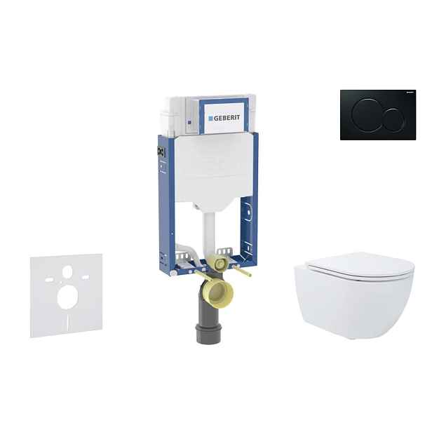 SANITINO - Set předstěnové instalace, klozetu Oudee a Slim sedátka softclose, tlačítko Sigma01, černá SANI11CA51100