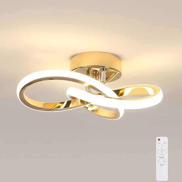 Závěsné Stropní Svítidlo Led Lustr Zlatá Moderní Do Obývacího Pokoje S Dálkovým Ovládáním 30 CM
