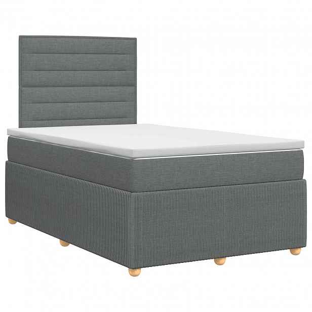 vidaXL Postel boxspring s matrací Tmavě šedá 120 x 190 cm Textil