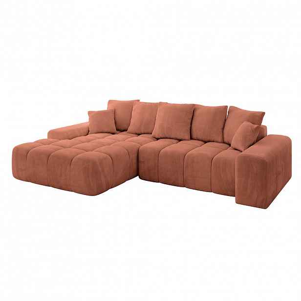 ALTDECOR ROHOVÁ SEDACÍ SOUPRAVA s otomanem vlevo ENSI-L - 267x164x69 cm korálová