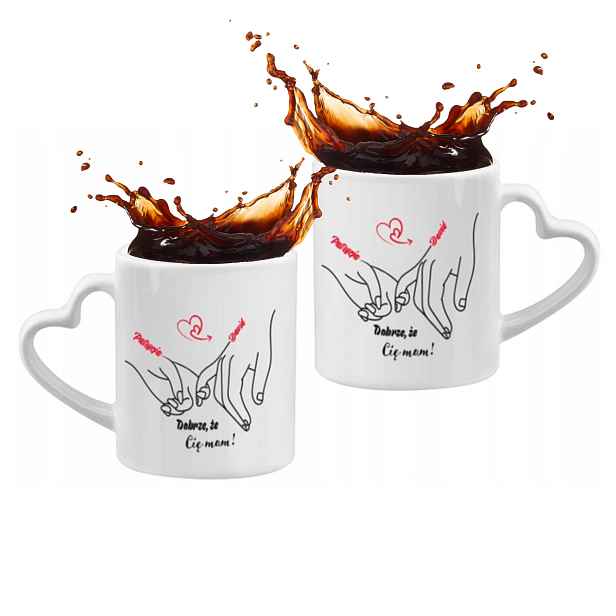 Hrnky Pro Páry Valentýna S Jménem Bílé Personalizované Srdce Ucho 330 ml
