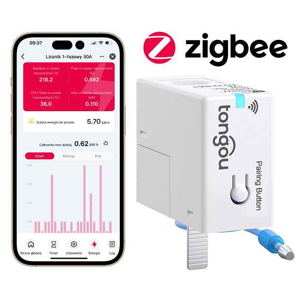 Jednofázový elektroměr Ct 50A ZigBee Tuya Home Assistant Mqtt