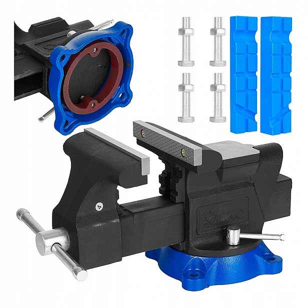 Otočný zámečnický svěrák 6" Litinový 150 mm čelisti z kalené oceli Geko