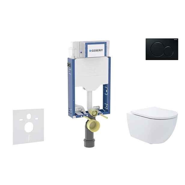 SANITINO - Set předstěnové instalace, klozetu Oudee a sedátka softclose, tlačítko Sigma01, černá SANI11CA51101