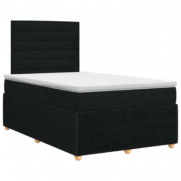vidaXL Postel boxspring s matrací s čelo Černá 120 x 190 cm Textil